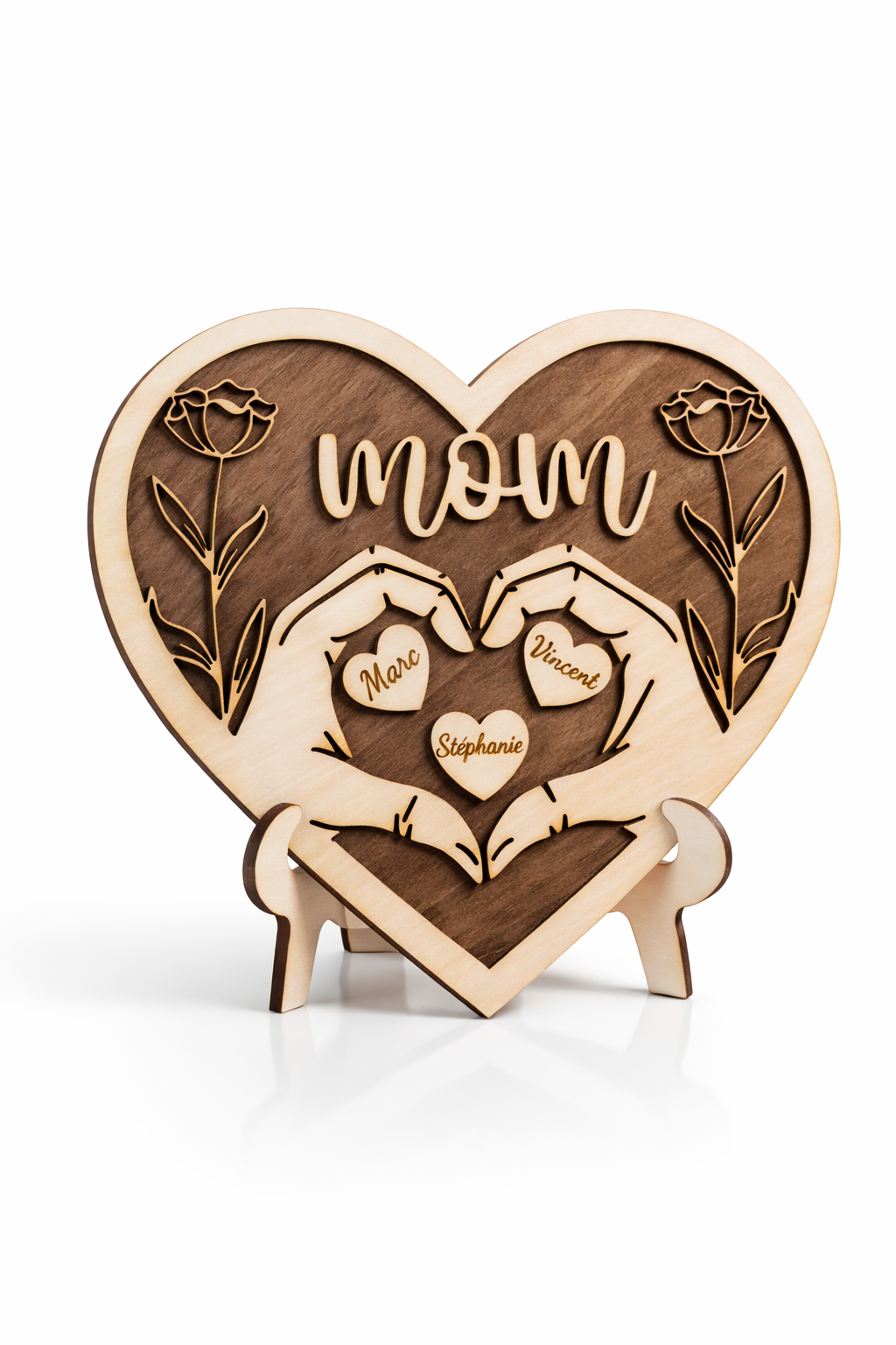 Cadre coeur en bois personnalisé